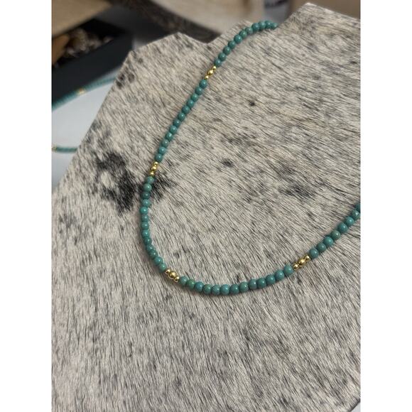 Native American Gold Over Sterling Navajo Pearl Turquoise Round Necklace 16”-18” - Picture 12 of 12